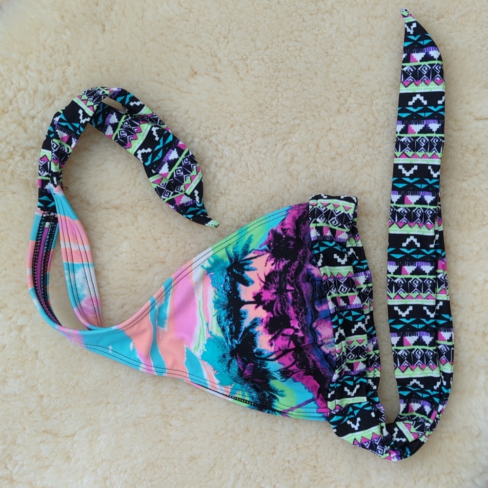 Gossip Bikini Top, Tropical, Halter Tie, L